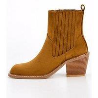 V By Very Western Square Toe Ankle Boot - Tan