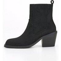 V By Very Western Square Toe Ankle Boot - Black