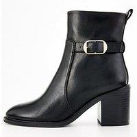 V By Very Ankle Strap With Buckle Block Heel Ankle Boot - Black