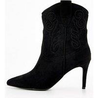 V By Very Heeled Western Ankle Boot - Black