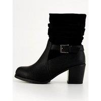 V By Very Wide Fit Slouch Buckle Bloch Heel Calf Boot - Black