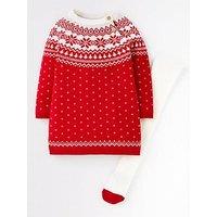 Mini V By Very Baby Girls Christmas Fairisle Knitted Dress And Tight Set