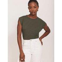 Mint Velvet Khaki Extended Shoulder Tee