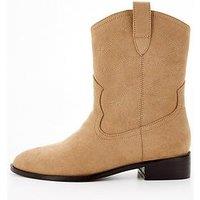 V By Very Flat Western Ankle Boot - Taupe