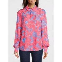 M05Ch1N0 Jeans Printed Long Sleeve Button Down Shirt - Pink