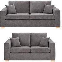 Very Home Valencia 3 + 2 Seater Fabric Sofa Set (Buy & Save!) - Grey