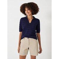 Crew Clothing Short Sleeve Ottoman Rib Jumper - Navy