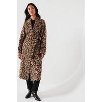 V By Very Leopard Print Wrap Coat - Leopard Print - Multi