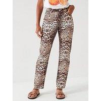 V By Very Leopard Print Straight Leg Jeans - Multi