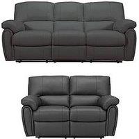 Violino Leighton Real Leather/Faux Leather 3 Seater + 2 Seater Power Recliner Sofa Set