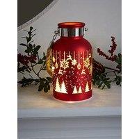 Festive Lit Glass Jar With Snowflakes Christmas Decoration