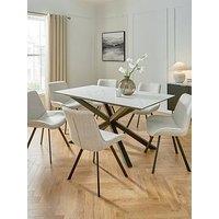 Very Home Arabella 160 Cm Rectangle Ceramic Top Dining Table + 6 Arabella Chairs - Black/White/Grey - Fsc Certified