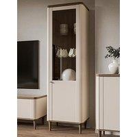 Lacetti Single Glass Door Display Cabinet - Cream/Oak