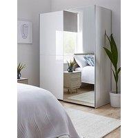 Very Home Nico 150 Cm Sliding Gloss Mirrored Wardrobe - White