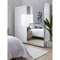 Very Home Nico 190 Cm Sliding Gloss Mirrored Wardrobe - White