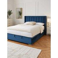 The Very Collection New Dakota Velvet End Lift Up Storage Ottoman Bed With Mattress Options (Buy & Save!) - Blue - Bed Frame Only