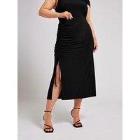 Yours Ruched Skirt - Black