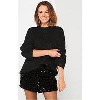 V By Very X Carol Byrne Sequin Mini Shorts - Black