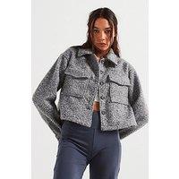 V By Very Fleece Shacket - Grey