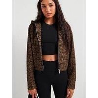 V By Very Leopard Printed Zip Through Hoodie