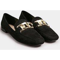 Yours Extra Wide Fit Chain Detail Closed Back Loafer - Black