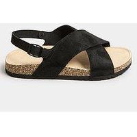 Yours Extra Wide Fit Cross Strap Footbed Sandals - Black