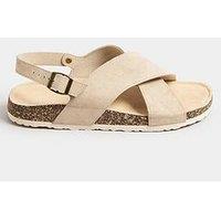 Yours Extra Wide Fit Cross Strap Footbed Sandals - Natural