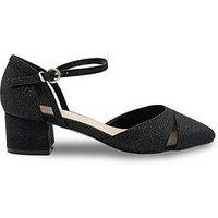 Paradox London Frankie Glitter Wide Fit Shoe Heel - Black