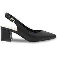 Paradox London Flynn Wide Fit Shimmer Heeled Shoe - Black