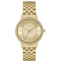 Spirit Ladies Polished Pale Gold Stone Set Bezel Bracelet Watch