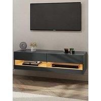 Gfw Leon 120 Cm Wall Mounted Tv Unit With Led Lights - Fits Up To 50 Inch Tv - Anthracite