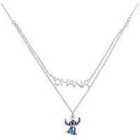 Disney Lilo And Stitch Sterling Silver Double Chain Pendant Necklace