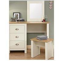 Gfw Lancaster Dressing Table, Mirror And Stool Set - Cream/Oak