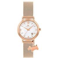 Radley Ladies Rose Gold Plated Mesh Bracelet With Dog Charm Watch