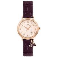 Radley Ladies Aubergine Stepped Bezel Rose Gold Plated Strap Watch