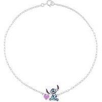 Disney Sterling Silver Stitch And Heart Bracelet