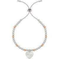Radley Love Letters Ladies Silver Plated Friendship Bracelet With Rose Gold Plated Balls And Etched Heart Pendant