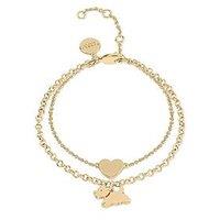 Radley Duke'S Place Ladies 18Ct Pale Gold Plated Double Layer Dog And Heart Bracelet