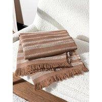 Hoem Jour Linear Woven Throw In Baked Clay