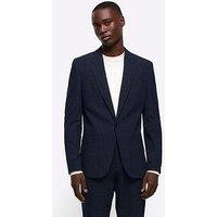 River Island Speckled Slim Suit Jacket - Navy