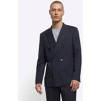 River Island Core Herringbone Suit Jacket - Dark Grey