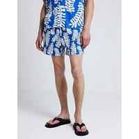 River Island Blue Tropical Swim Short