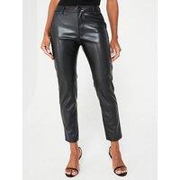 V By Very X Carol Byrne Faux Leather Slim Cigarette Trousers - Black
