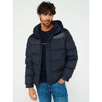 Tommy Hilfiger Gloss Shoulder Hooded Down Puffer Jacket - Navy