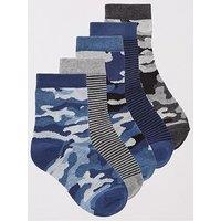 V By Very Boys 5 Pack Camo Socks