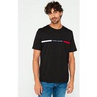Tommy Hilfiger Embroidered Chest Flag Stripe T-Shirt - Black