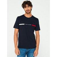 Tommy Hilfiger Embroidered Chest Flag Stripe T-Shirt - Navy
