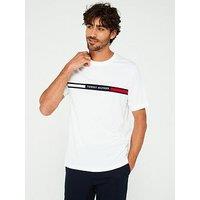Tommy Hilfiger Embroided Chest Flag Stripe T-Shirt - White