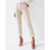 V By Very Faux Leather Slim Cigarette Trousers - Beige