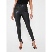 V By Very Faux Leather Shaping Skinny Trousers - Black